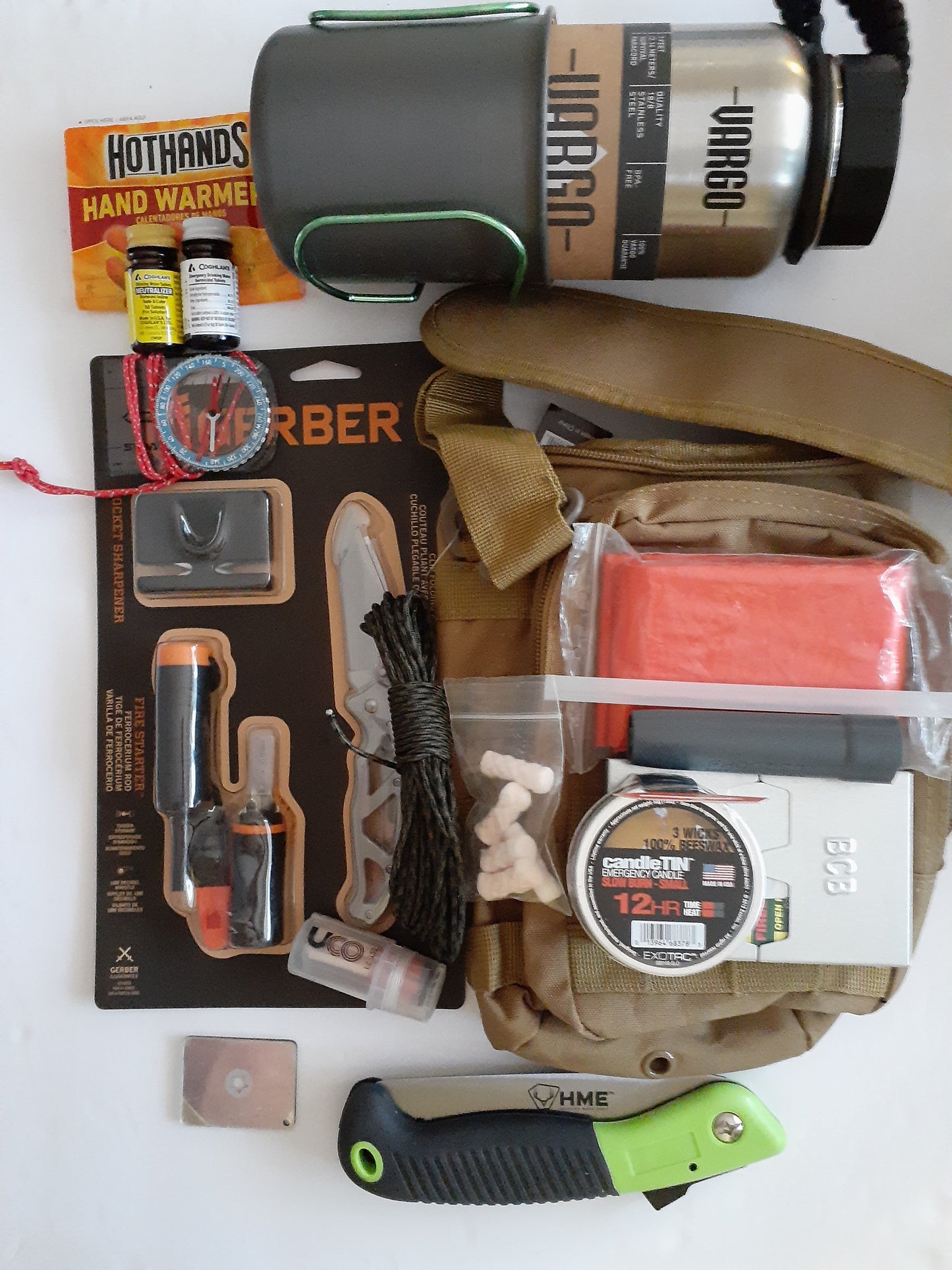 Get Real Water Bottle Holder Survival Kit w. Stainless Steel Bottle